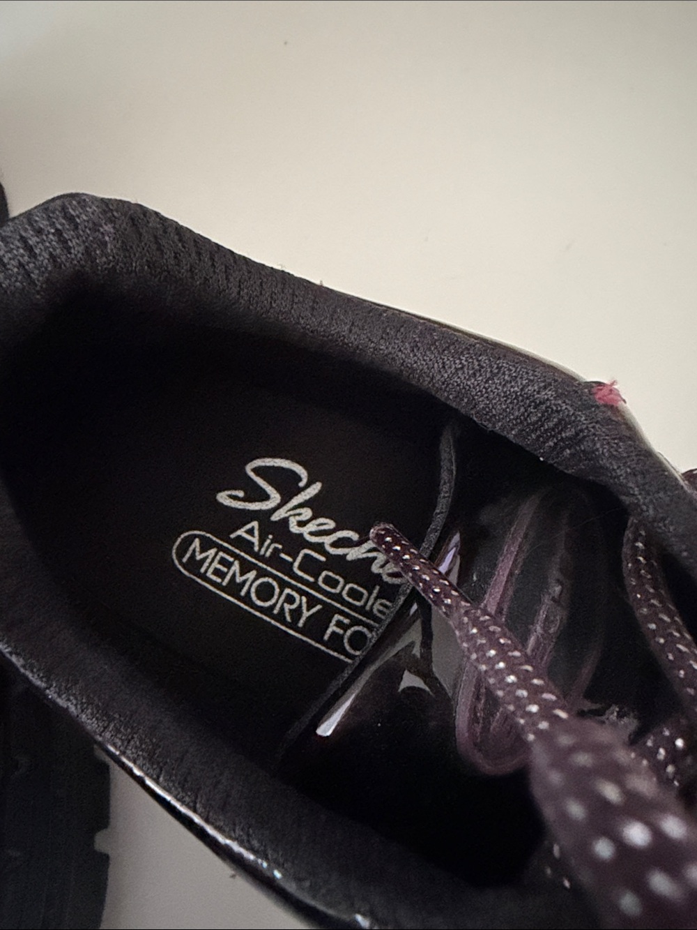 Skechers Women's Lace-Up Jammers Patent Dark Burgundy Shoes - Picture 3 of 3
